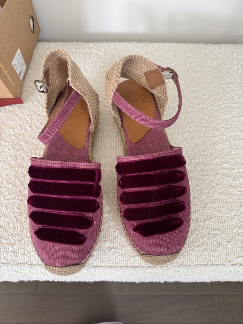 Penelope Chilvers Magenta Velvet-Trim Espadrille Sandal - Picture 3 of 7